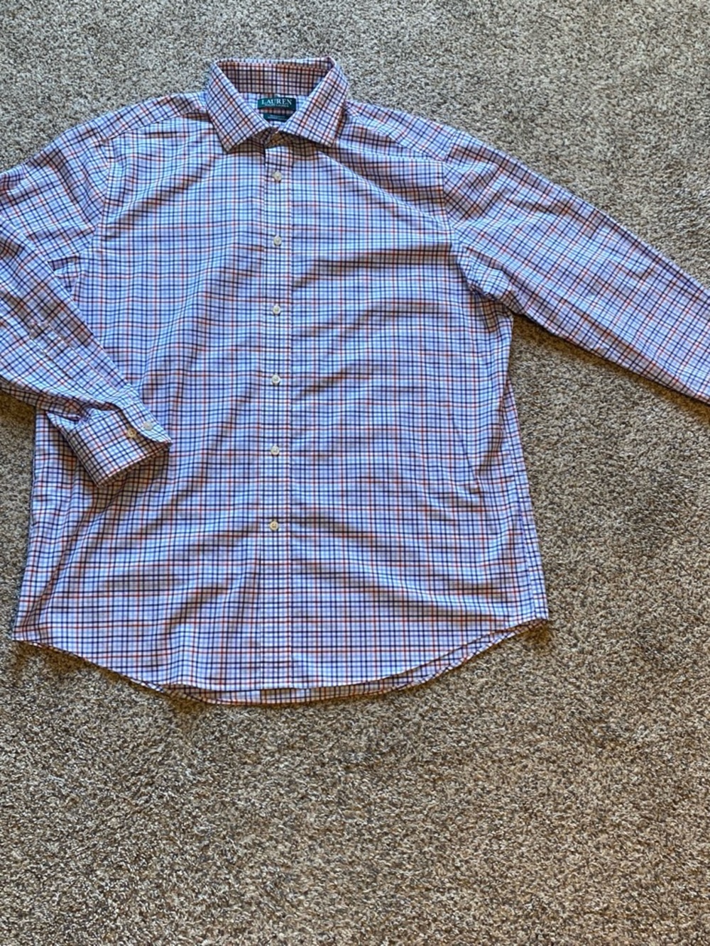 Lauren Ralph Lauren Men's Plaid Dress Shirt in White, Blue & Red Size 16.5